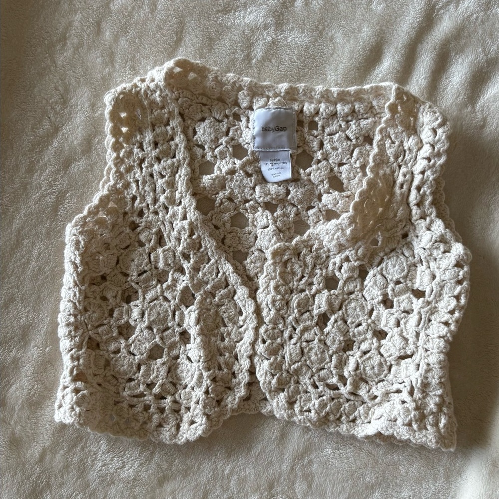 GAP Baby Crochet Vest in Cream